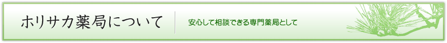 ホリサカ薬局について - 安心して相談できる専門薬局としての姿勢